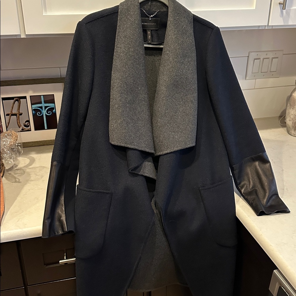 BCBGMaxAzria navy and Gray Wool Coat